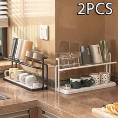 2-Tier Bottle Drying Rack – Stainless Steel with Drain Tray