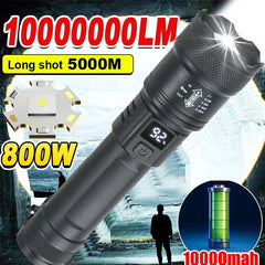 2000LM Tactical LED Flashlight - USB Rechargeable Emergency Torch
