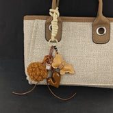 Leather Dog Charm Keychain