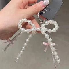 Pearl Bow Heart Keychain