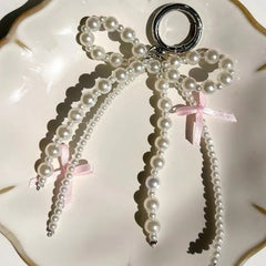 Pearl Bow Heart Keychain