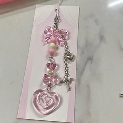 Beaded Heart Phone Charm