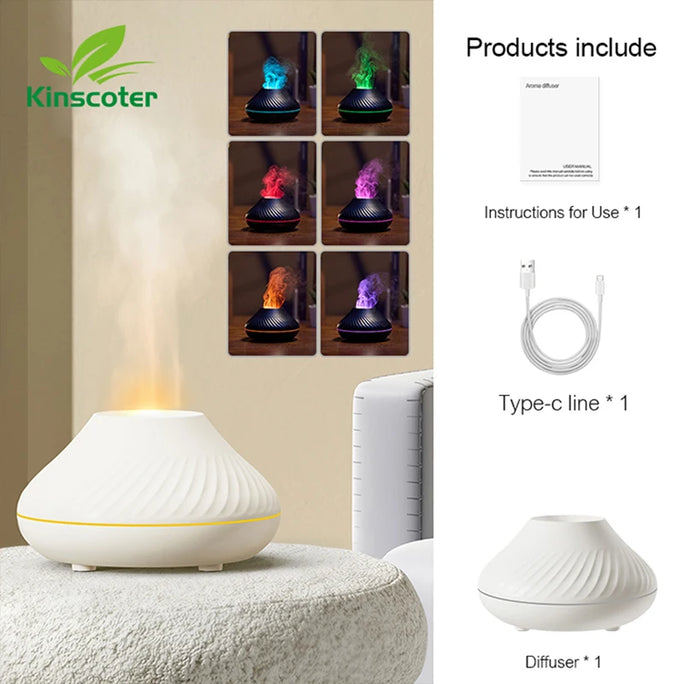 KINSCOTER Volcanic Aroma Diffuser – Essential Oil & Flame Lamp
