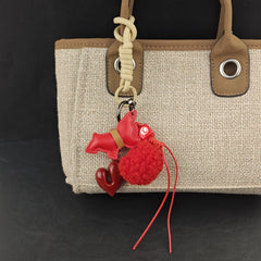 Leather Dog Charm Keychain