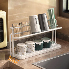 2-Tier Bottle Drying Rack – Stainless Steel with Drain Tray