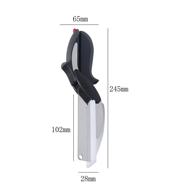 2-in-1 Kitchen Shear Knife – Stainless Steel Cutter for Meat & Veggies