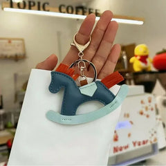 Wooden Horse Leather Bag Charm