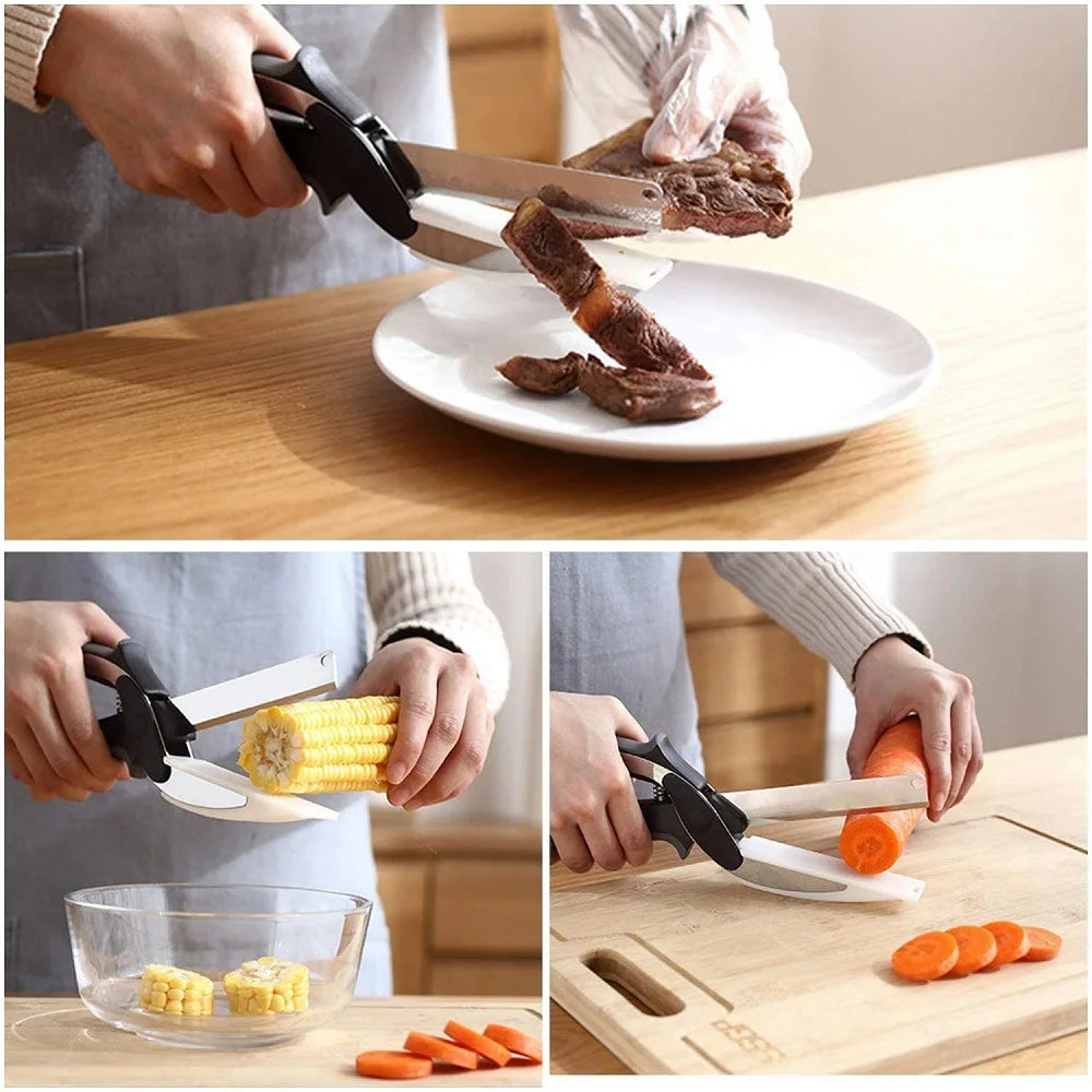 2-in-1 Kitchen Shear Knife – Stainless Steel Cutter for Meat & Veggies