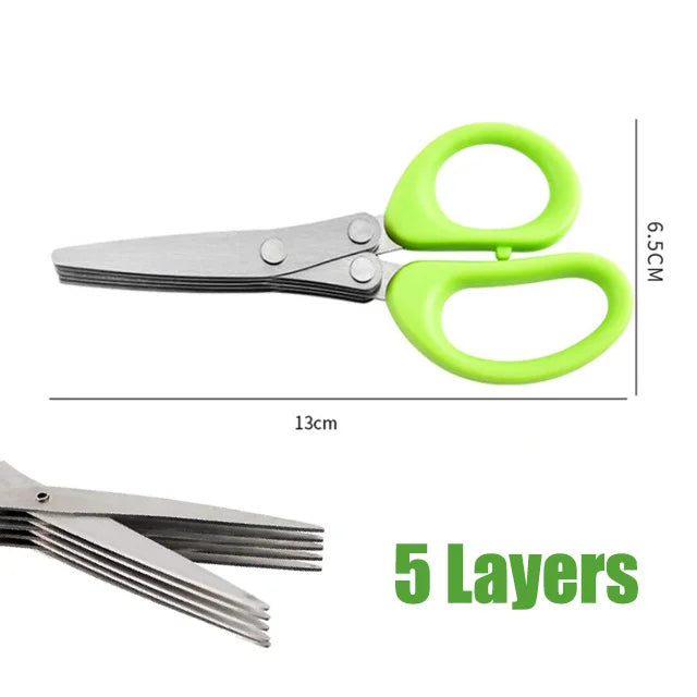 5-Layer Herb Scissors – Stainless Steel Cutter for Onions & Spices