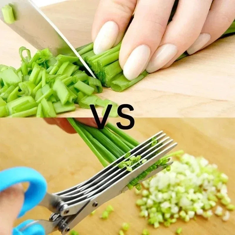 5-Layer Herb Scissors – Stainless Steel Cutter for Onions & Spices