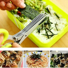 5-Layer Herb Scissors – Stainless Steel Cutter for Onions & Spices