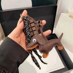Dachshund Leather Keychain