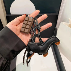 Dachshund Leather Keychain