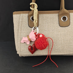 Leather Dog Charm Keychain