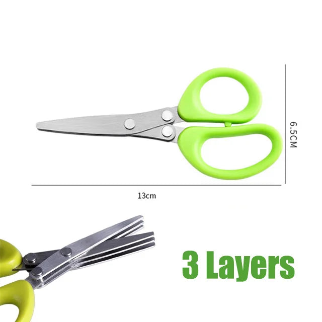 5-Layer Herb Scissors – Stainless Steel Cutter for Onions & Spices